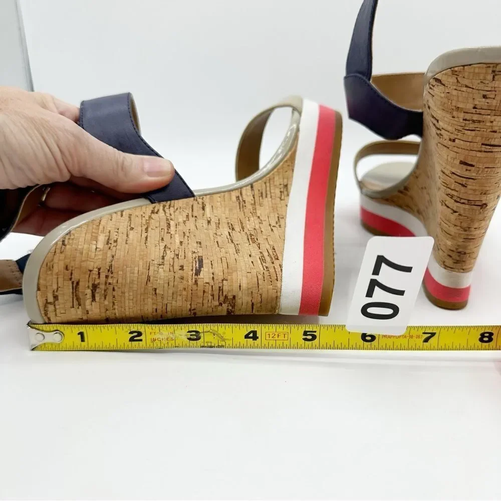 RED Saks Fifth Avenue Dana Wedge Sandal  Leather Cork Platform EU 41 US‎ 10.5